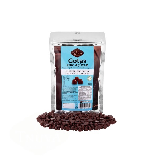 GOTAS DE CHOCOLATE ZERO AÇUCAR 56% CACAU USO CULINÁRIO 180G