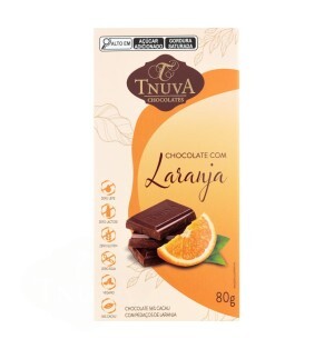 TABLETE CHOCOLATE COM PEDAÇOS DE LARANJA 80G